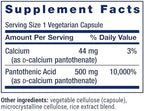 Life Extension Pantothenic Acid, 500 mg, Vitamin B5, Calcium, Support Healthy Metabolism, Mitochondrial Energy Production, Gluten-Free, Non-GMO, Vegetarian, 100 Capsules