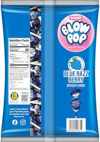 Charms Blow Pop Single Flavor Bag - Blue Raspberry Flavored Lollipops with a Bubble Gum Center - Individually Wrapped Hard Candy - Blue Candy - Peanut Free, Gluten Free, 50 Count (Pack of 1)