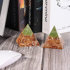 Peridot Crystal Stones Tree of Life Orgone Pyramid Positive Energy Protection Generator for Healing Chakra Resin Vastu Home Decor, Red Jasper