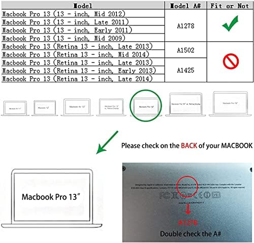 Ruban Case for MacBook Pro 13 A1278 Release 2012-2008, Matte Plastic Hard Shell Cover for MacBook Pro 13.3 inch with CD-ROM (Clear)