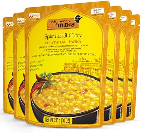 Kitchens Of India Ready To Eat Yellow Dal Tadka, Split Lentil Curry, 10-Ounce Boxes (Pack of 6)