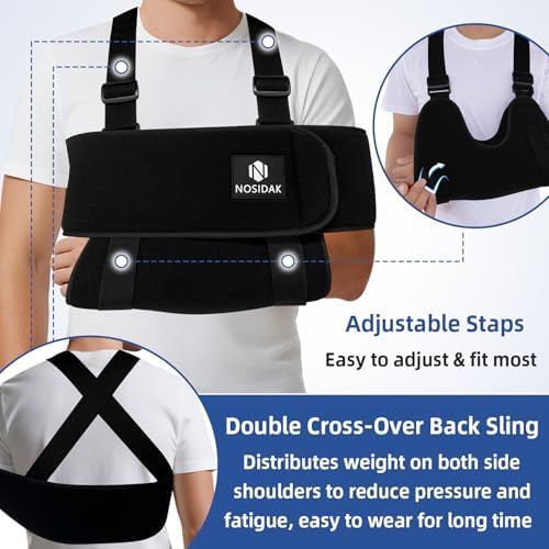 Arm Sling Shoulder Immobilizer for Sleeping, Adjustable Shoulder Sling for Shoulder Injury, Rotator Cuff Tear, Clavicle Injury, Elbow Support for Dislocated, Broken, Fractured Arm, Strain