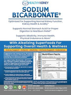 Organic Use Sodium Bicarbonate Alkaline Supplement for Alkalinity. Support Kidney & Stomach Acid Neutralizer w/Alkaline Superfoods. Sodium Bicarbonate Powder Kidney Immune Support Antacid Sport 1.5LB