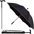 Walking Cane Umbrella 2 in 1, Non Slip Wear-Resistant Aluminum Straight Rod Crutch Umbrella, for Tourism, Climbing, Men, Women
