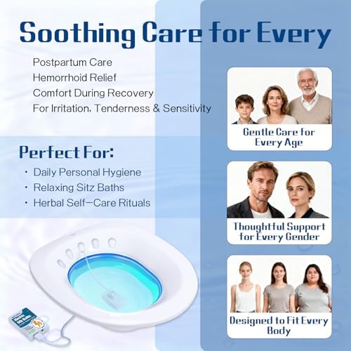 Electric Sitz Bath for Toilet Seat - Yoni Steam Seat -Portable Sitz Bath Tub for Hemorrhoids and Postpartum Care - Wide Seat - Deeper Bowl - Blue