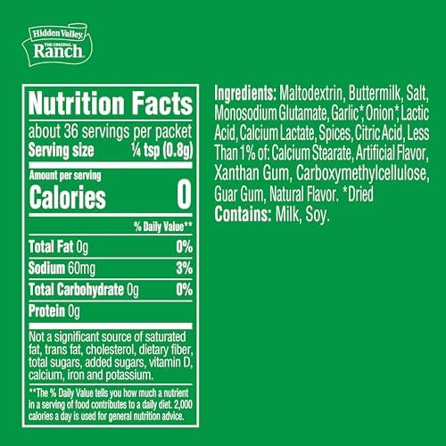 Hidden Valley Original Ranch Seasoning, Dressing and Recipe Mix, 1 Ounce Each, 4 Count (Package May Vary)