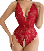 DITSONEO Women's Underwear Pajamas Backless Sexy Lace V-neck Jumpsuit One-piece Swimsuit Doll Nightgown