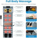 KOCASO Full Body Massage Mat with Heat, Electric Heated Massage Pad Cushion w/Vibration for Back/Neck/Foot, Detachable Head Pillow, Timer Function