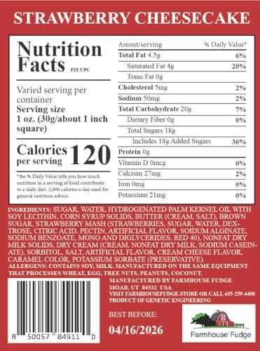 Farmhouse Fudge – Strawberry Cheesecake Fudge, 24 oz – Rich & Creamy Fudge with Strawberry and Classic Cheesecake Flavor, Gourmet Candy Gift