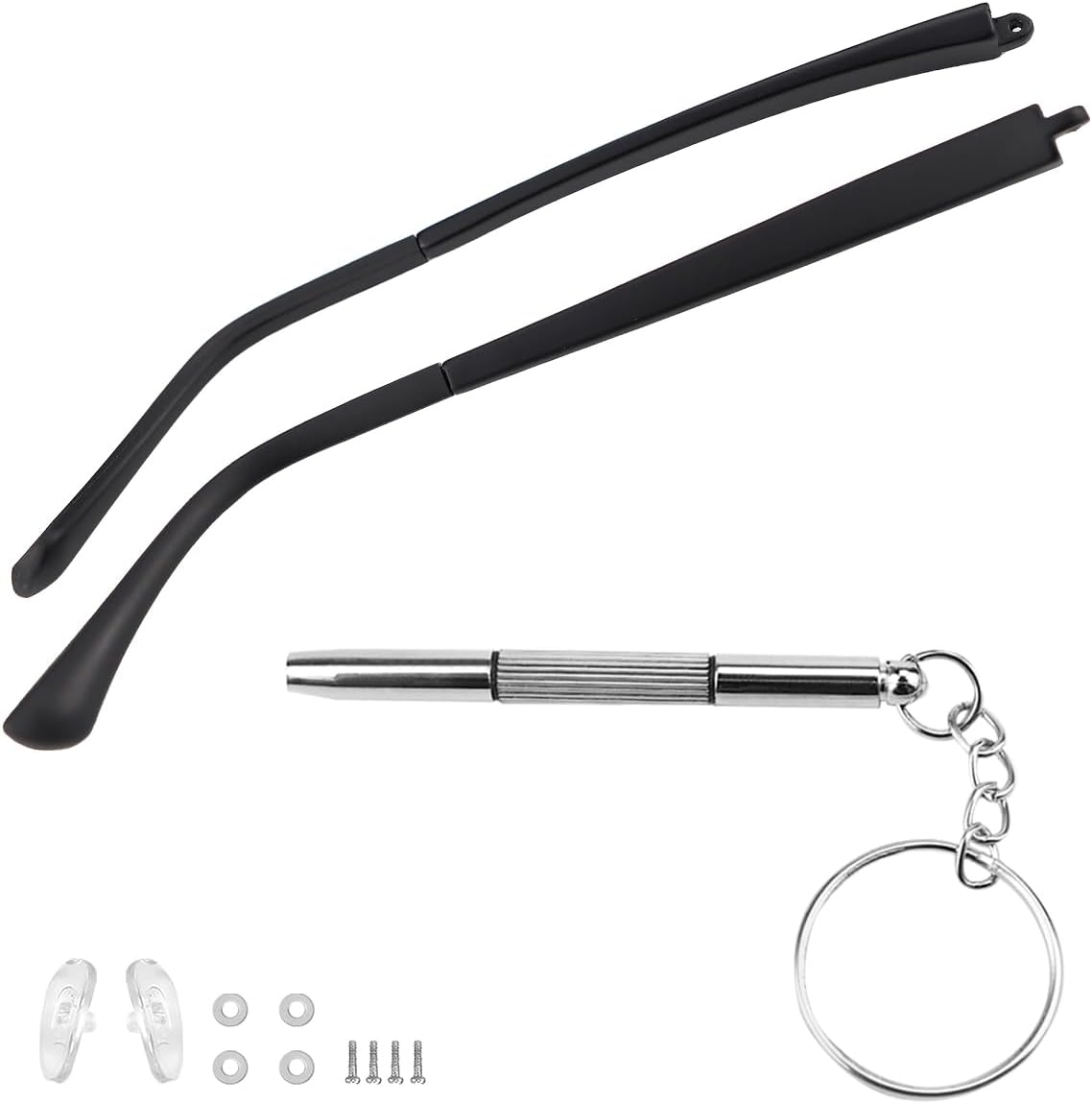 DOERDO 1 Pair Glasses Replacement Arms, Universal Glasses Legs, with Repair Tools, Screws, Matte Black