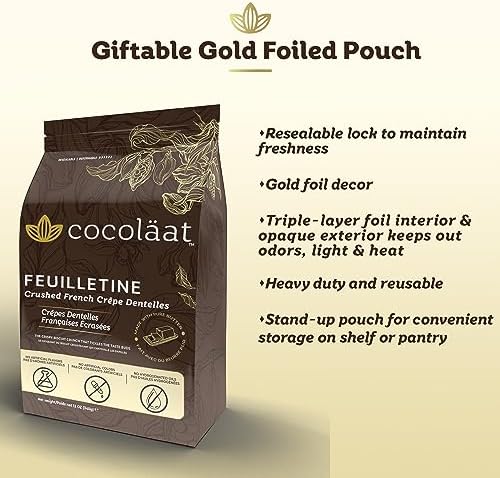 Cocoläat Feuilletine Crushed French Crêpe Dentelles | Crumbled Biscuit Crunch | Made With Real Butter | Imported from France | Resealable Stand Up Pouch | 2 lb/907 g