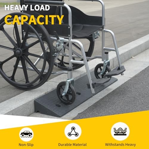 Curb Ramp 3.5 inch Rise Curb Ramps for Sidewalks Rubber 2 Pcs Driveway Ramps for Low Cars Curb Ramps for Driveway,Shed,Wheelchair 7000lbs Powersport Loading