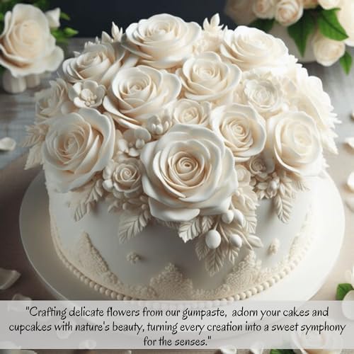 Confect White Gum Paste for Cake Decorating | Chef-Grade Sugar Paste for Making Elegant Roses, Flowers, Ruffles & Leaves | Perfect for Christmas Cakes & Fondant Decorations | Vegan, Gluten-Free, Nut-Free, Palm Oil-Free- 8.8 Oz