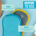 E-Cloth Washing Up Pad, Premium Microfiber Non-Scratch Kitchen Dish Scrubber Sponge, Ideal for Dish, Sink and Countertop Cleaning, 100 Wash Guarantee, Blue, 1 Pack
