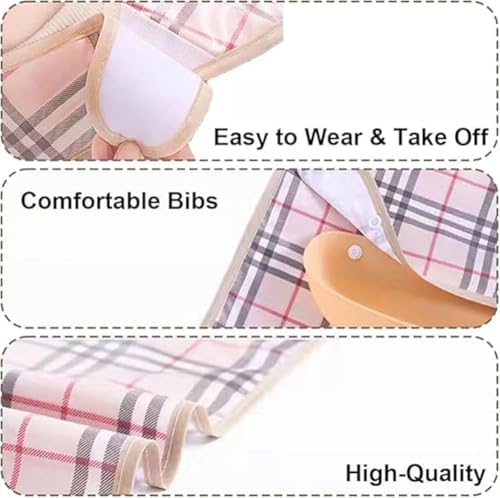 Adult Bibs (3 pcs), Adjustable Reusable Bibs for Adult Eating, Waterproof Bibs for Adults Eating Clothing Protectors with Crumb Catcher,Purple