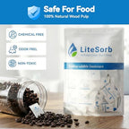 Natural Plant Fiber Moisture Absorbers for Food, Premium Moisture Absorption Desiccant Eco-Friendly Biodegradable Safe for Luxury, Collectibles, Handbags, Shoes, Camera, Guitar (2g x 50pcs)