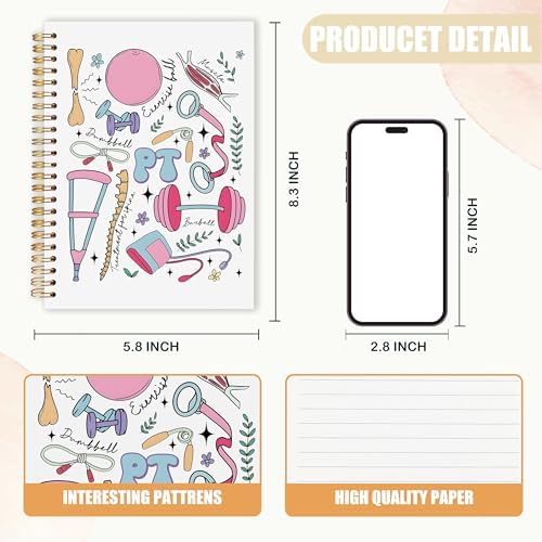 Physical Therapy Spiral Notebook, PT Physiotherapy Gifts Journaling Notebooks, Physical Therapist Gifts for Women Journal, Therapeutic Gifts Notebooks for Note Taking, 5.5x8.3 Inch