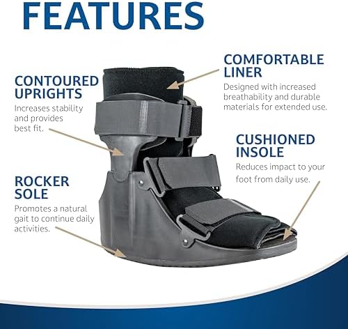 United Ortho USA14015 Short Cam Walker Fracture Boot, Medium, Black