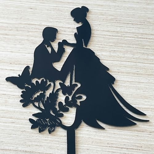 Wedding Cake Toppers Mr & Mrs / Bride and Groom Black Color Acrylic Silhouette Wedding Anniverary Party Engagement Decoration