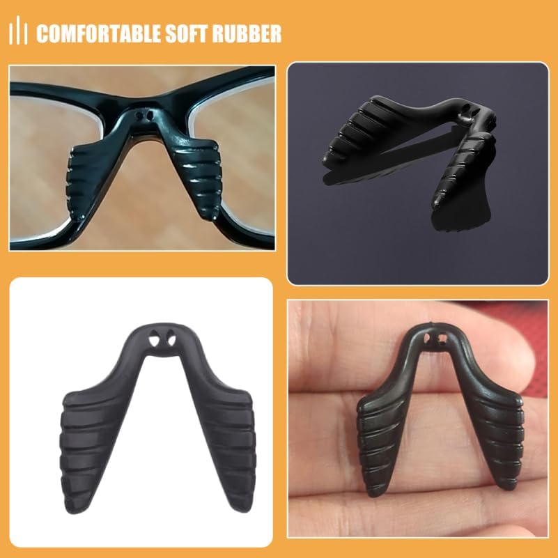 Glasses Nose Pads 6Pcs Replacement Nose Pads for Glasses Anti-Slip Soft Rubber Cushions Comfortable Fit for Sunglasses Eyewear with Double Hole Integrated Design