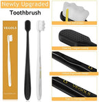 Adult Extra Soft Toothbrush with 20000 Soft Bristles, (Pack of 6) Micro Nano Manual Toothbrushes for Protect Sensitive Gums, Black/White