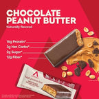 Atkins Chocolate Peanut Butter Protein Meal Bar, High Fiber, 16g Protein, Low Sugar, 3g Net Carb, Low Carb, Keto Friendly, 12 Count