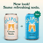 OLIPOP Prebiotic Soda Pop, Cream Soda, Pantry Pack Packed with Prebiotics, Fiber, and Botanicals, Gluten Free, GMO Free, 12oz (12-Cans)