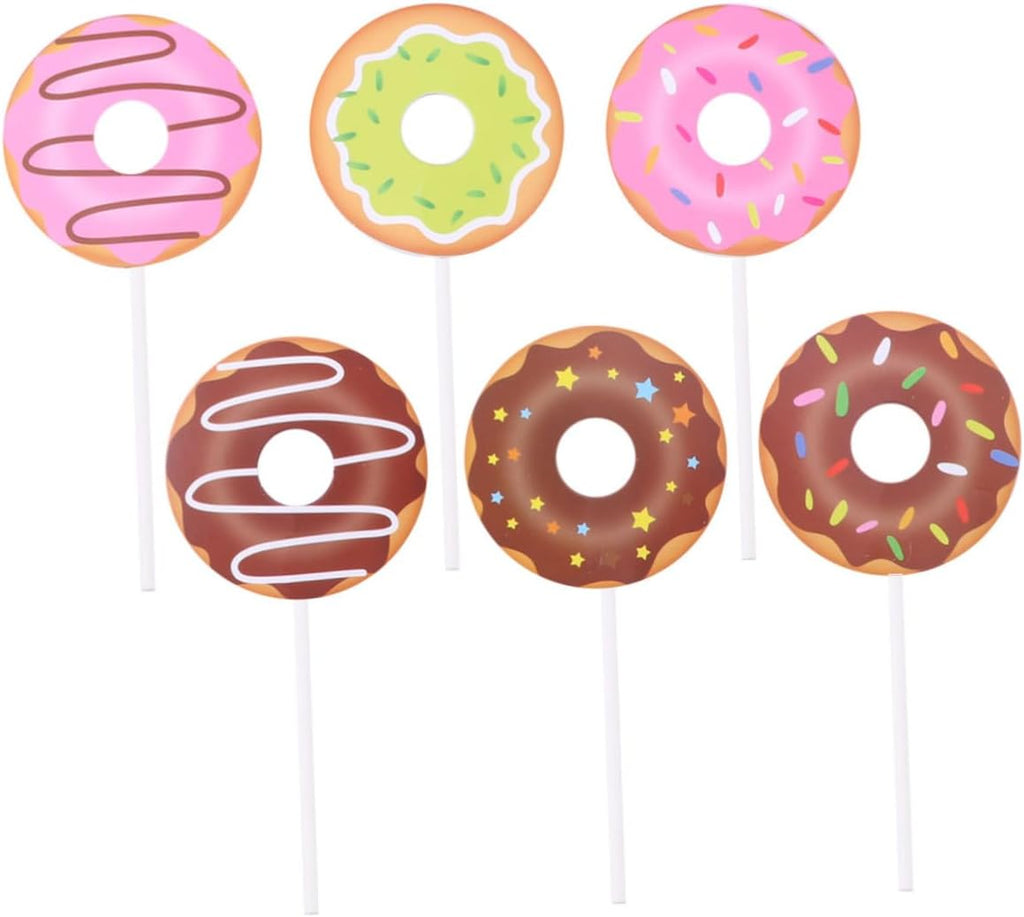 12pcs Donut Cake Picks Dessert Cards Cake Toppers for Birthday Party Inserts Party Supplies