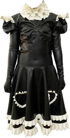 Generic Women's Latex Cosplay Costume Adult Size Sexy Black latex fashion Maid Dress