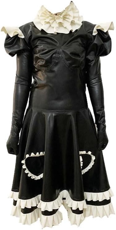 Generic Women's Latex Cosplay Costume Adult Size Sexy Black latex fashion Maid Dress