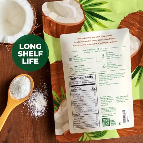 Gya Tea Co USDA Organic Coconut Milk Powder 1.1lb (17.64 Oz) - Blends Smoothly, Delicious Keto-Friendly Dairy Free Vegan Creamer for Coffee, Tea, Smoothies, Baking & Curry. Non-GMO, Gluten Free