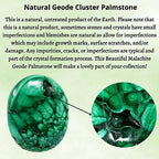 Amazing Gemstone Malachite Crystals and Healing Stones - Large Palm Stone Crystals Piedra - Crystal for Good Luck, Balanced Positive Energy, Meditation - Unique Stocking Stuffers, Gifts for Women