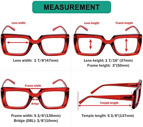 Eyekepper Square Reading Glasses for Women Large Frame Readers