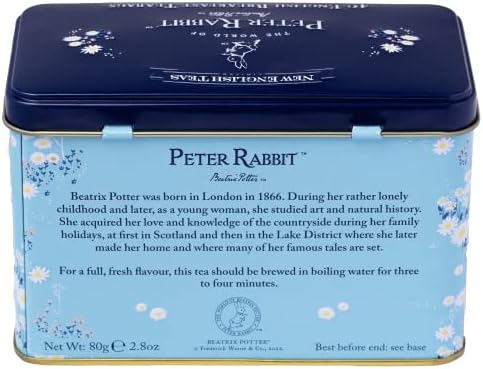 New English Teas Daisies Peter Rabbit Tea Tin with 40 English Breakfast Teabags…