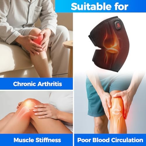 Heating Pad for Knee, Heated Knee Brace for Arthritic, Heated Knee Wrap with 3 Temperature Settings, 3000mAh Long-Lasting Battery, 30min Auto-Off