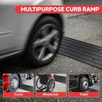 Pyle Car Vehicle Curbside Driveway Ramp - 4ft Heavy Duty Rubber Threshold Bridge Tracks Curb Ramps, 2 Pieces Set (for Car, Truck, Scooter, Bike, Motorcycle, Wheelchair Mobility), Black