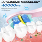YUNCHI Electric Toothbrush Pink, Battery Toothbrush for Adults, Rechargeable Toothbrushs-8 Brush Heads, 5 Modes & 2 Min Smart Timer, IPX7 Waterproof,30 Days Battery Long,Travel Case