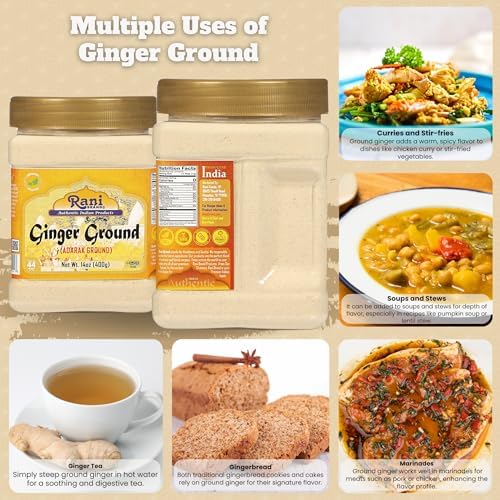 Rani Ginger (Adarak) Powder Ground, Spice 14oz (400g) PET Jar ~ All Natural | Vegan | Gluten Friendly | NON-GMO | Kosher | Indian Origin