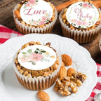 30Pcs Edible Baby Shower Cupcake Toppers Supplies Picks Wafer Paper Floral Theme Gender Reveal Cupcakes Cake Decorations Boy Girl Birthday Party Cake Decorations