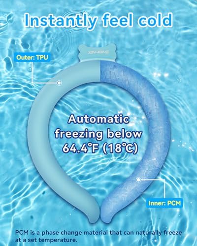 Neck Cooling Tube Wraps Ice Ring Neck Cooler Personal Ice Pack Wrap for Hot Weather Gel Reusable Wearable Gel Cooling for Summer Heat Hot Flashes Freezer Below 64.4℉
