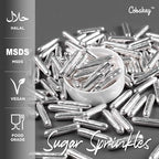 Cobakey Bright Silver Sprinkles for Cake Decorations 100g/ 3.52oz Rods Metallic Pearl Sugar Sprinkles for Cupcake Toppers Wedding Party Valentines Halloween Christmas Supplies