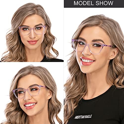 AQWANO Oversized Blue Light Blocking Reading Glasses Women - Stylish Cat Eye Designer Computer Readers Eyeglasses