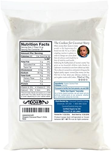 Coconut Flour Organic 1 lb, Raw, Premium Low Carb Flour, Keto, Paleo Friendly