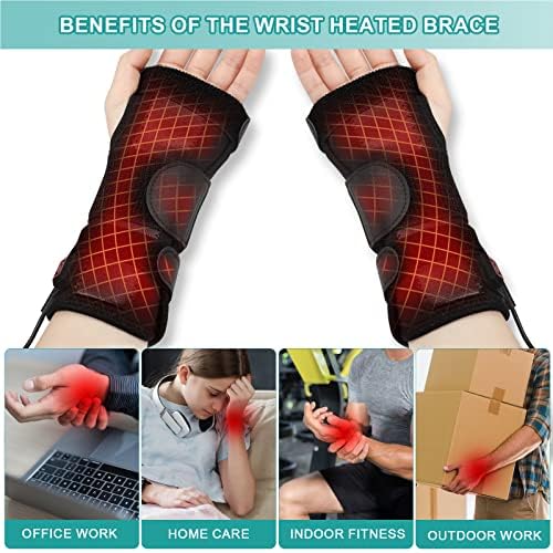 Wrist Thumb Brace Heating Pad for Arthritis and Carpal Tunnel Relief, Heated Wrap for Sprains Trigger Thumb, De Quervain's Tenosynovitis, Tendonitis Wrist Hand Pain Relief(No Battery)（L）