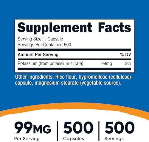 Nutricost Potassium Citrate 99mg, 500 Capsules