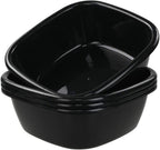 Morcte 4-Pack 8 Quart Small Wash Basin, Black Dish Basin