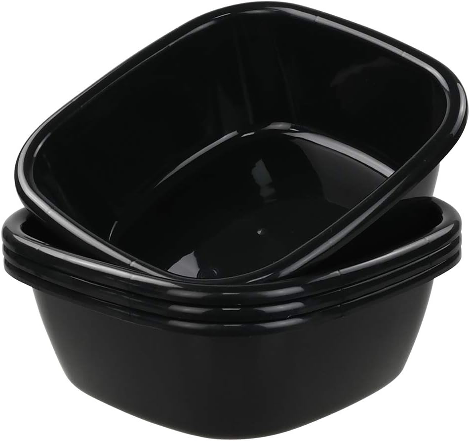 Morcte 4-Pack 8 Quart Small Wash Basin, Black Dish Basin