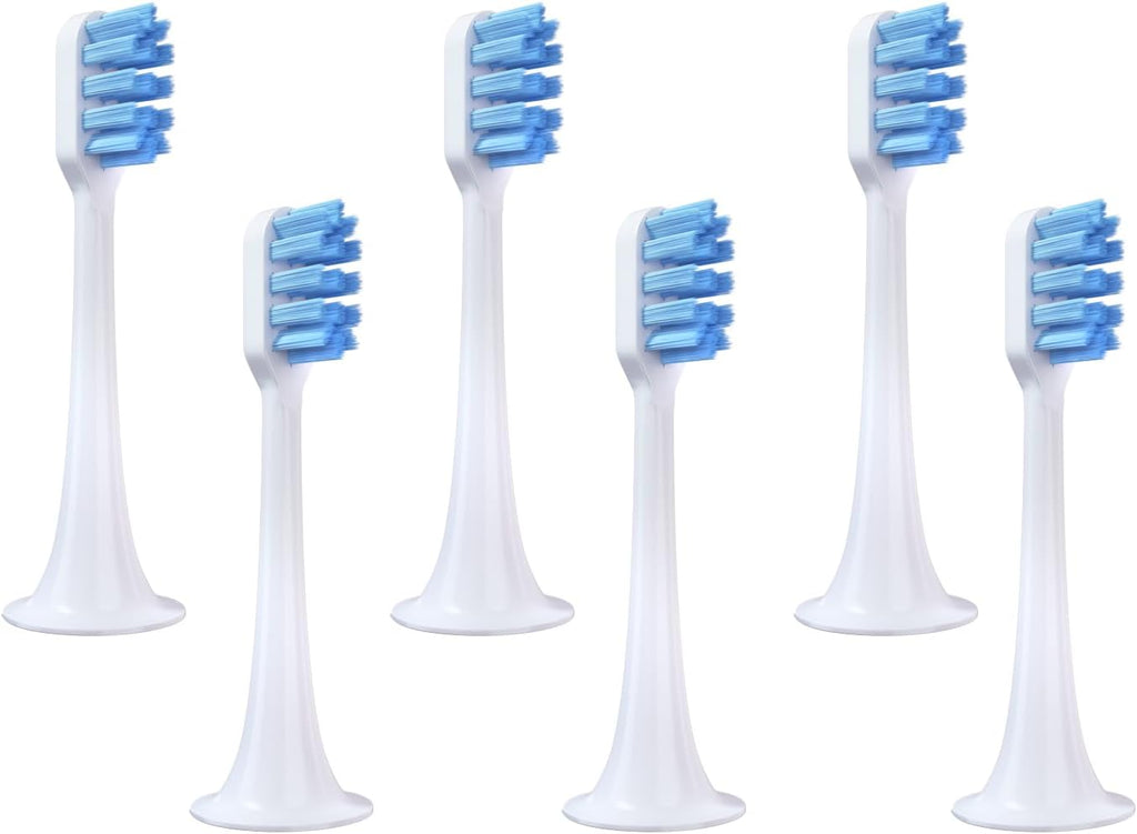 6Pcs Replacement Toothbrush Heads for Xiaomi Mijia/Mi Home T300 T500 Series Sonic Electric Brush Handles - Multiple Option (Blue Soft)