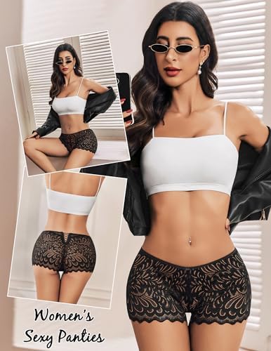Avidlove Womens Underwear Sexy Boyshorts Panties Lace Full Coverage Boxer Briefs with Criss Cross Back