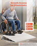 VEVOR Door Threshold Ramp 4‘’ Rise Aluminum Alloy Threshold Ramp Rated 800 lbs Load Capacity, Handicap Ramps for Home Steps for Wheelchair, Scooters, Power Chairs, Walkers, Bicycle, Tricycle